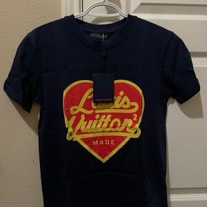Louis Vuitton Navy Blue Heart Logo T-Shirt